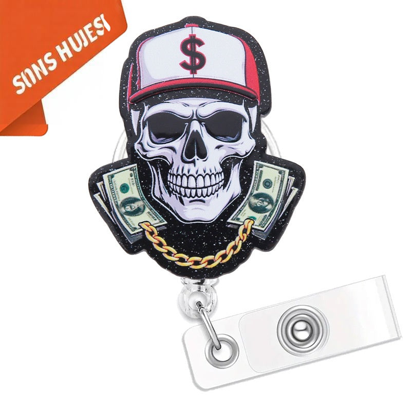 Wholesale  Acrylic Retractable Badge Reel with Clip for Keychains and ID Cards