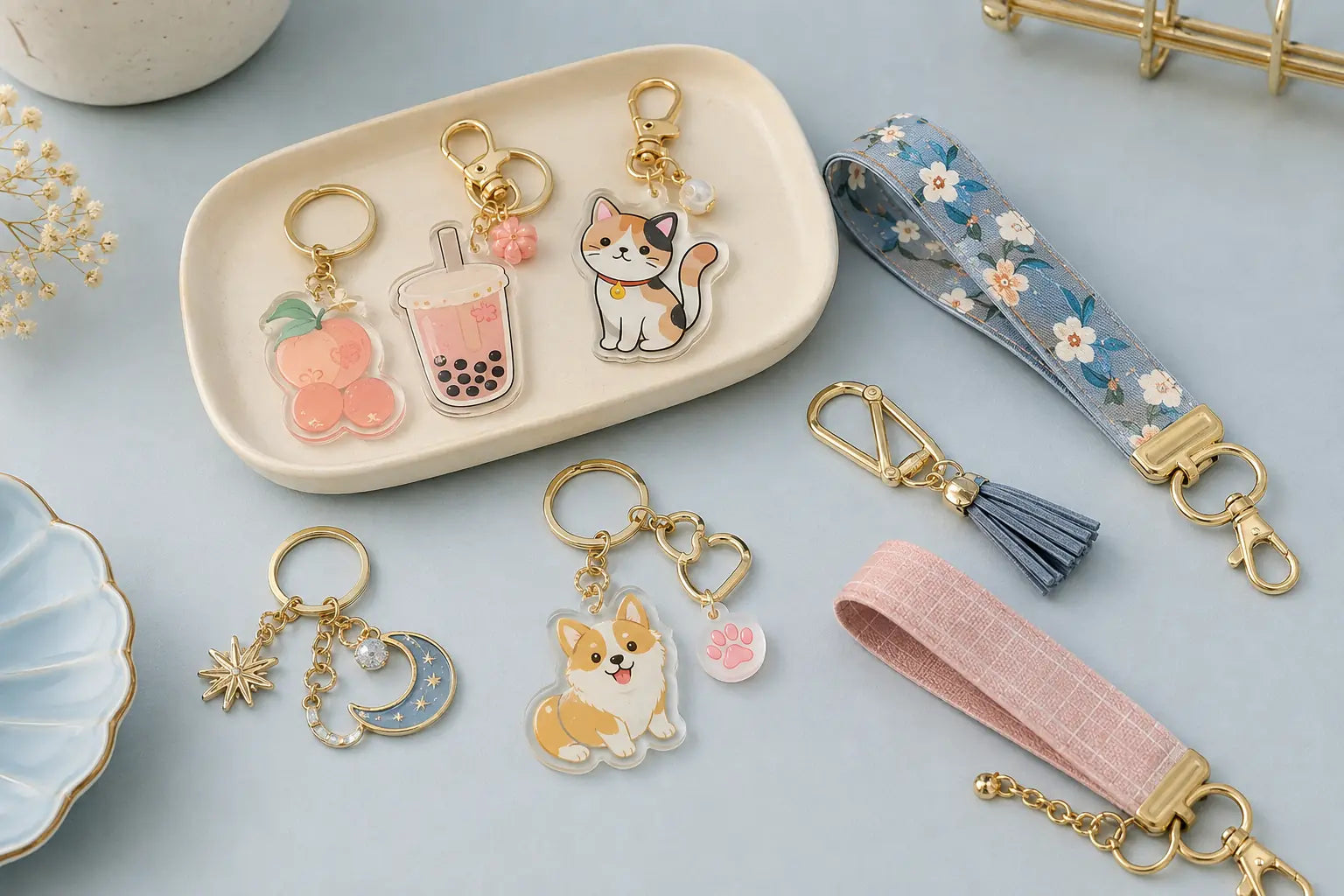 Trendy and aesthetic keychains for retail assortment building at AccsWholesale