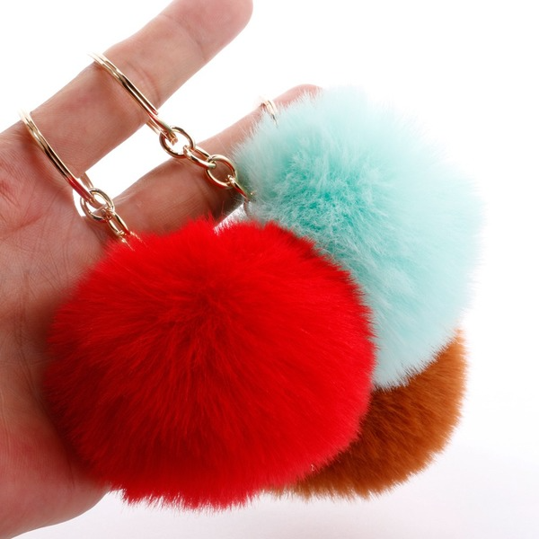 Wholesale 10pcs 7CM Fur Ball Pom Pom Keychain ACC-KC-DY001