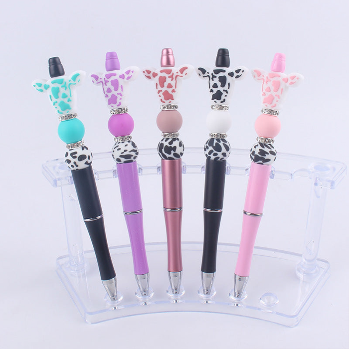 Wholesale Cartoon Focal Beads Cow Head Cow Pattern Silicone Beaded Pen