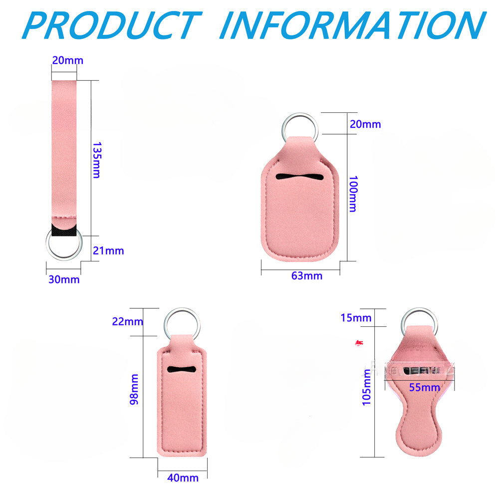 Wholesale Cow Pattern Sunflower Wave Diving Fabric Lipstick Cover Wrist Strap Keychain Set ACC-KC-XinY003