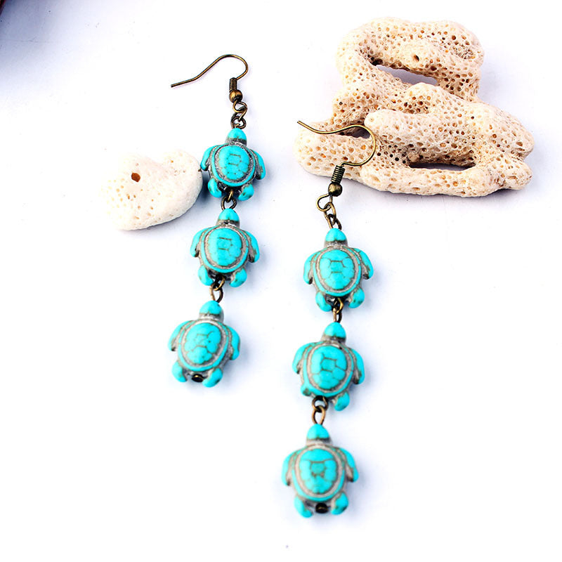 Wholesale Bohemian Turquoise Turtle Earrings ACC-ES-LinDa001