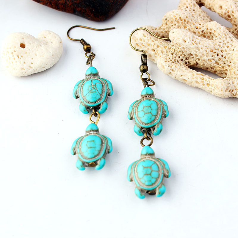 Wholesale Bohemian Turquoise Turtle Earrings ACC-ES-LinDa001