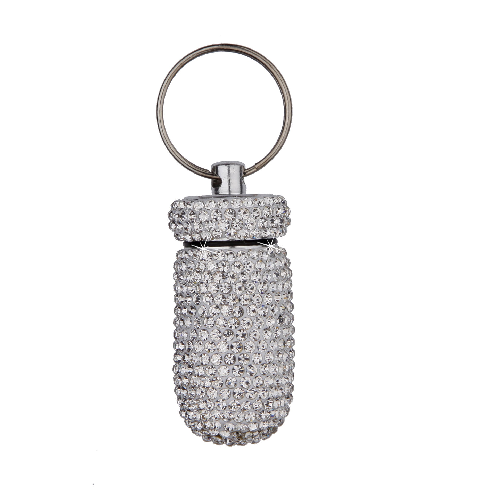 Wholesale Rhinestone Mini Medicine Bottle Portable Aluminum Alloy Medicine Jar Keychain ACC-KC-ZW002