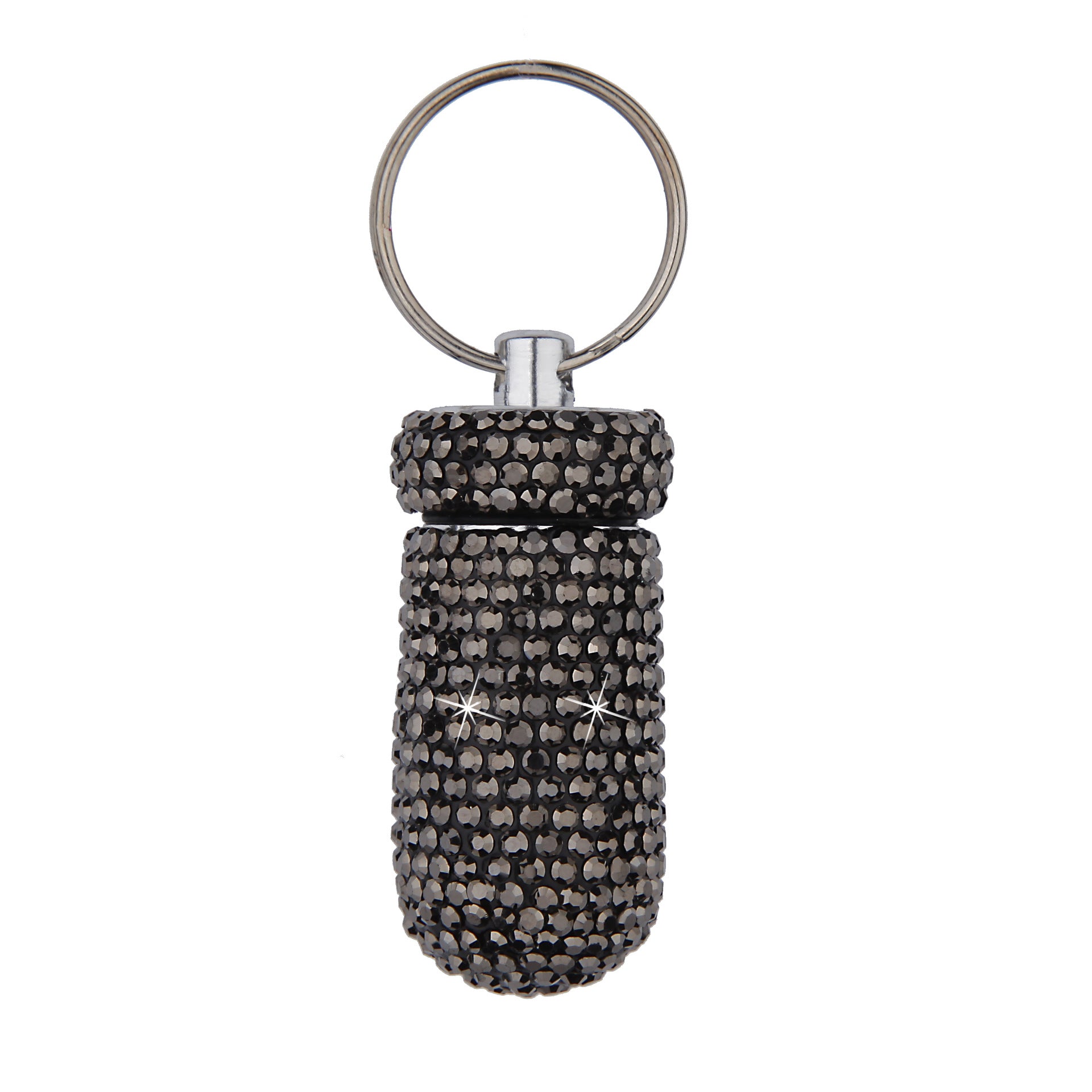 Wholesale Rhinestone Mini Medicine Bottle Portable Aluminum Alloy Medicine Jar Keychain ACC-KC-ZW002