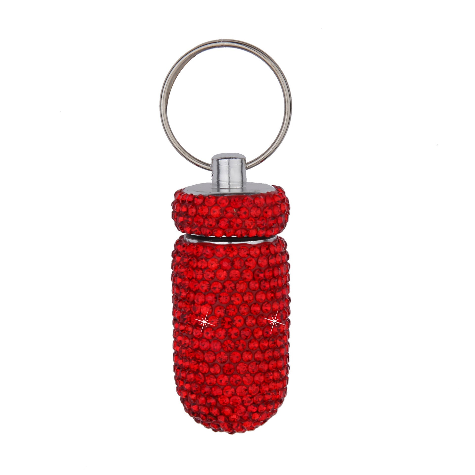 Wholesale Rhinestone Mini Medicine Bottle Portable Aluminum Alloy Medicine Jar Keychain ACC-KC-ZW002