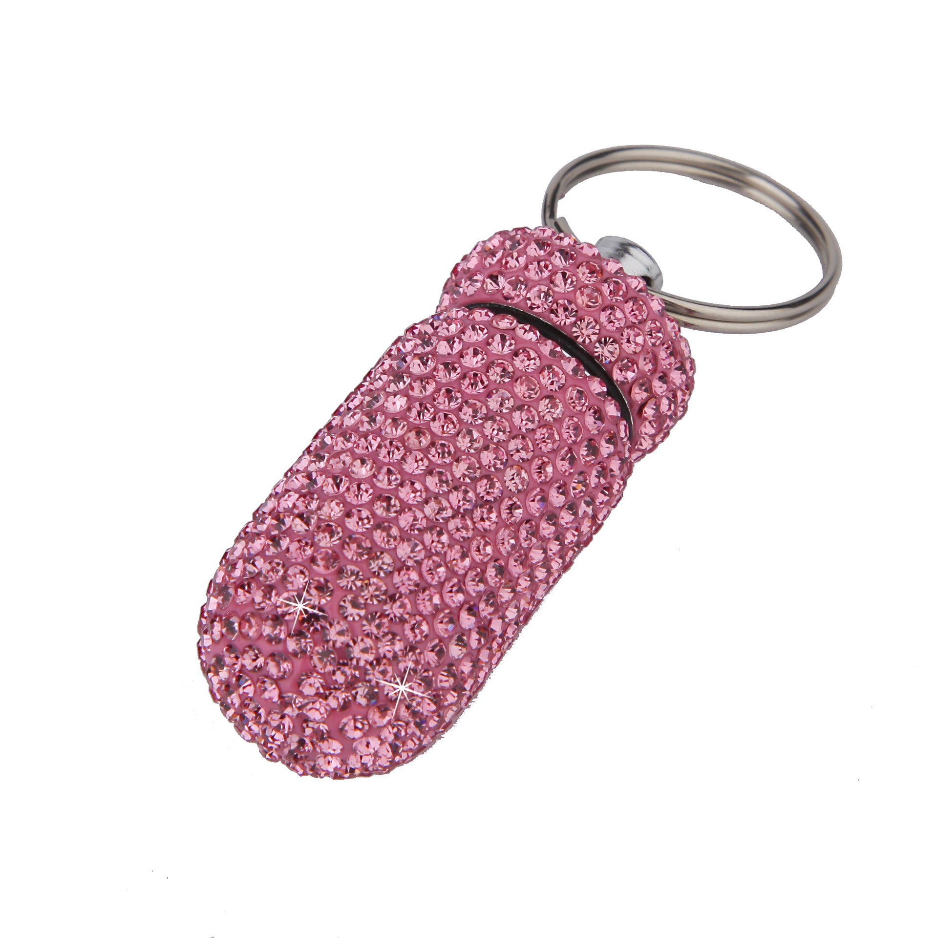 Wholesale Rhinestone Mini Medicine Bottle Portable Aluminum Alloy Medicine Jar Keychain ACC-KC-ZW002