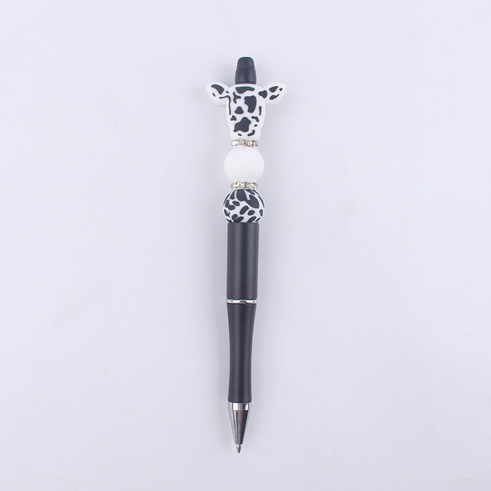 Wholesale Cartoon Focal Beads Cow Head Cow Pattern Silicone Beaded Pen