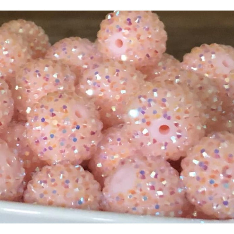 Wholesale 5PCS 20MM Resin Rhinestone Pink Diamond Balls ACC-BDS-NiJia024