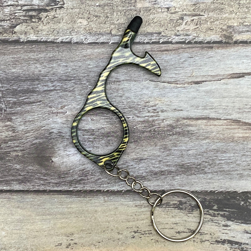 Wholesale Aluminum Alloy Leopard Print Camouflage Touch Screen Function Door Opener Bottle Opener Keychain ACC-KC-ChiP001