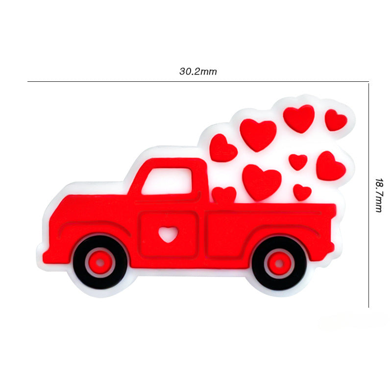 Wholesale 10 PCS Cartoon Valentine's Day Truck Silicone Beads
