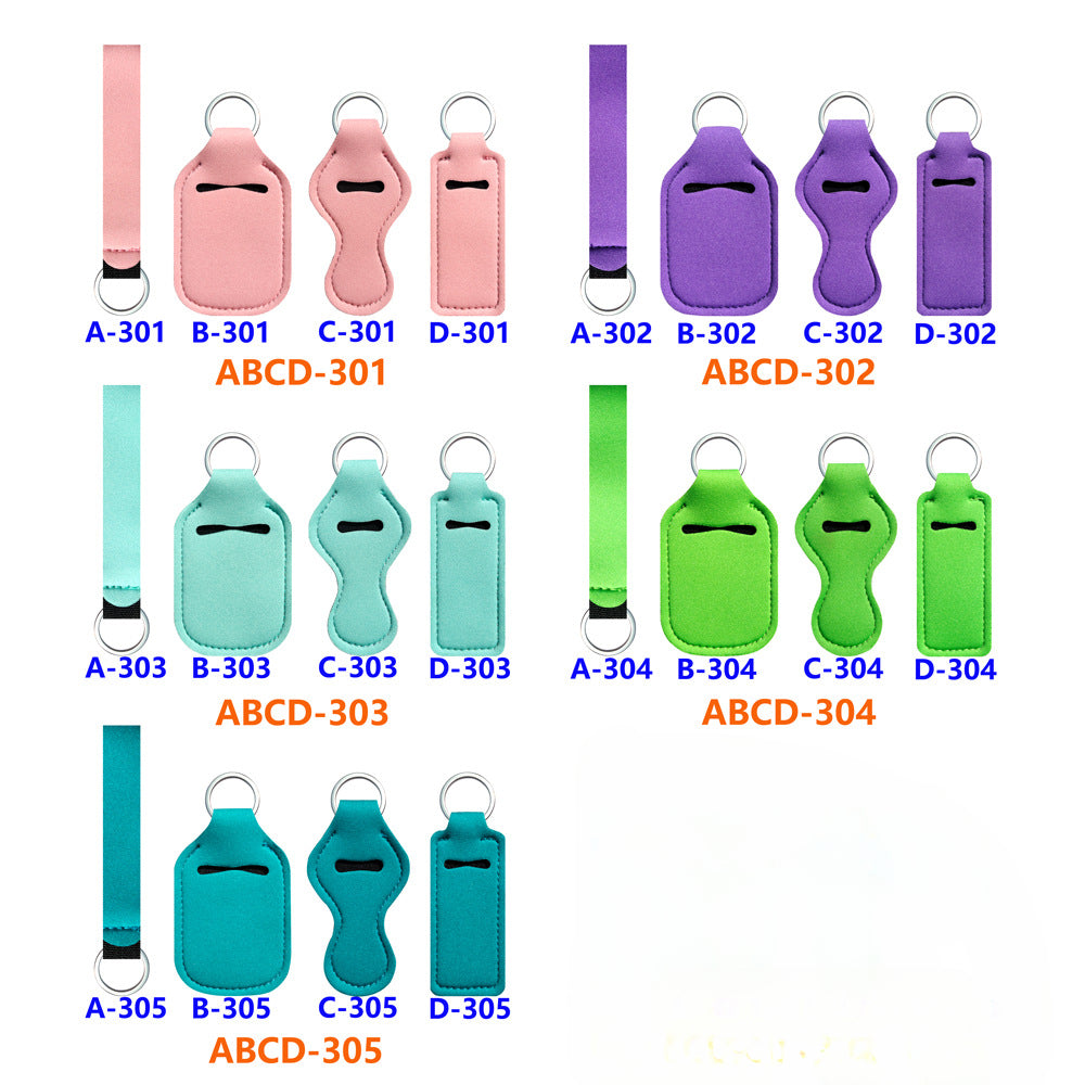 Wholesale Cow Pattern Sunflower Wave Diving Fabric Lipstick Cover Wrist Strap Keychain Set ACC-KC-XinY003