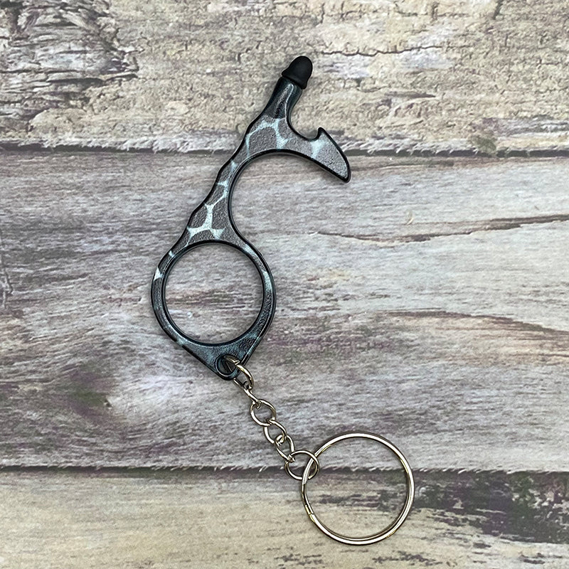 Wholesale Aluminum Alloy Leopard Print Camouflage Touch Screen Function Door Opener Bottle Opener Keychain ACC-KC-ChiP001