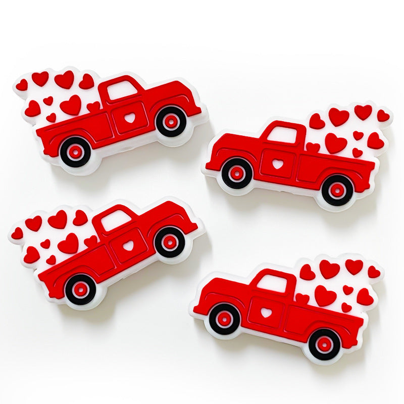 Wholesale 10 PCS Cartoon Valentine's Day Truck Silicone Beads