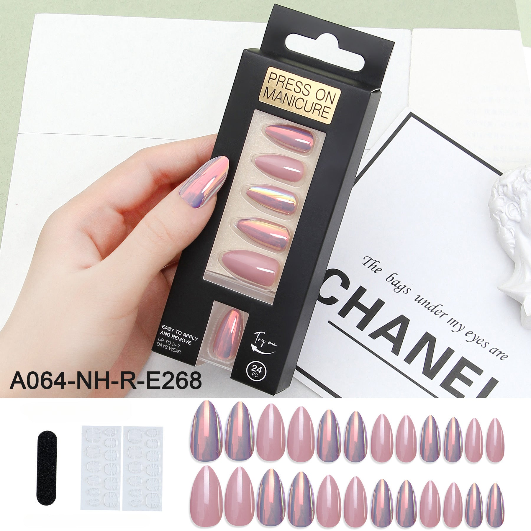 Wholesale Press on Nails Kits 24 Pieces of Scaly Plastic Nail Polish ACC-NS-XKQ001