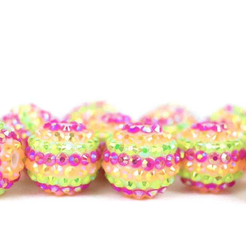 Wholesale 5PCS 20MM Resin Rhinestone Color Stripe Diamond Ball Beads ACC-BDS-NiJia030