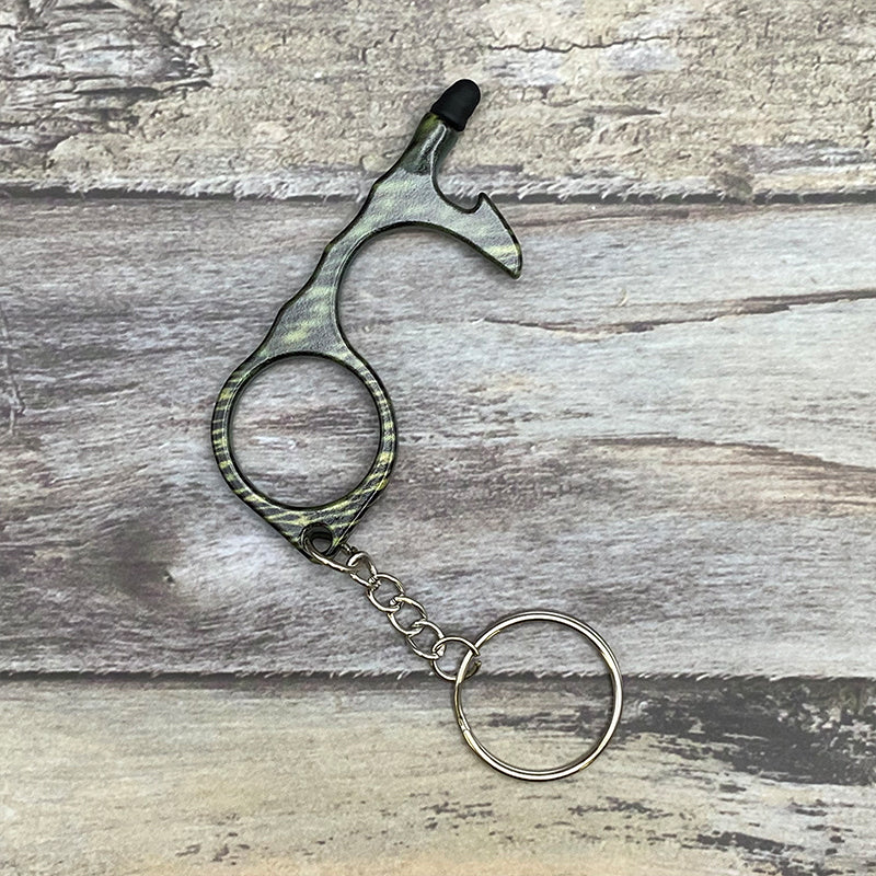 Wholesale Aluminum Alloy Leopard Print Camouflage Touch Screen Function Door Opener Bottle Opener Keychain ACC-KC-ChiP001