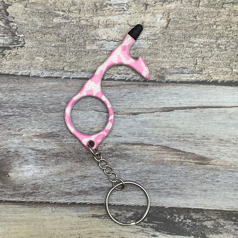 Wholesale Aluminum Alloy Leopard Print Camouflage Touch Screen Function Door Opener Bottle Opener Keychain ACC-KC-ChiP001