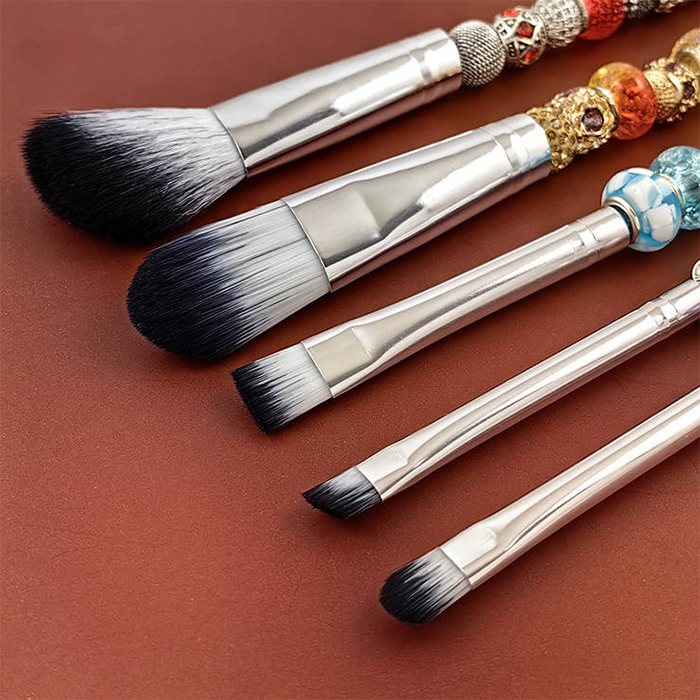 Wholesale 5 Brushes per Set Beaded Pole 3.15 inches Makeup Brush Set DIY Beadable Stainless Steel