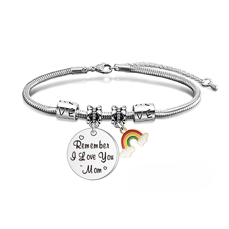 Wholesale Mother's Day Engraved Rainbow Stainless Steel Snake Bone Bracelet Holiday Gift ACC-BT-Ganggu001