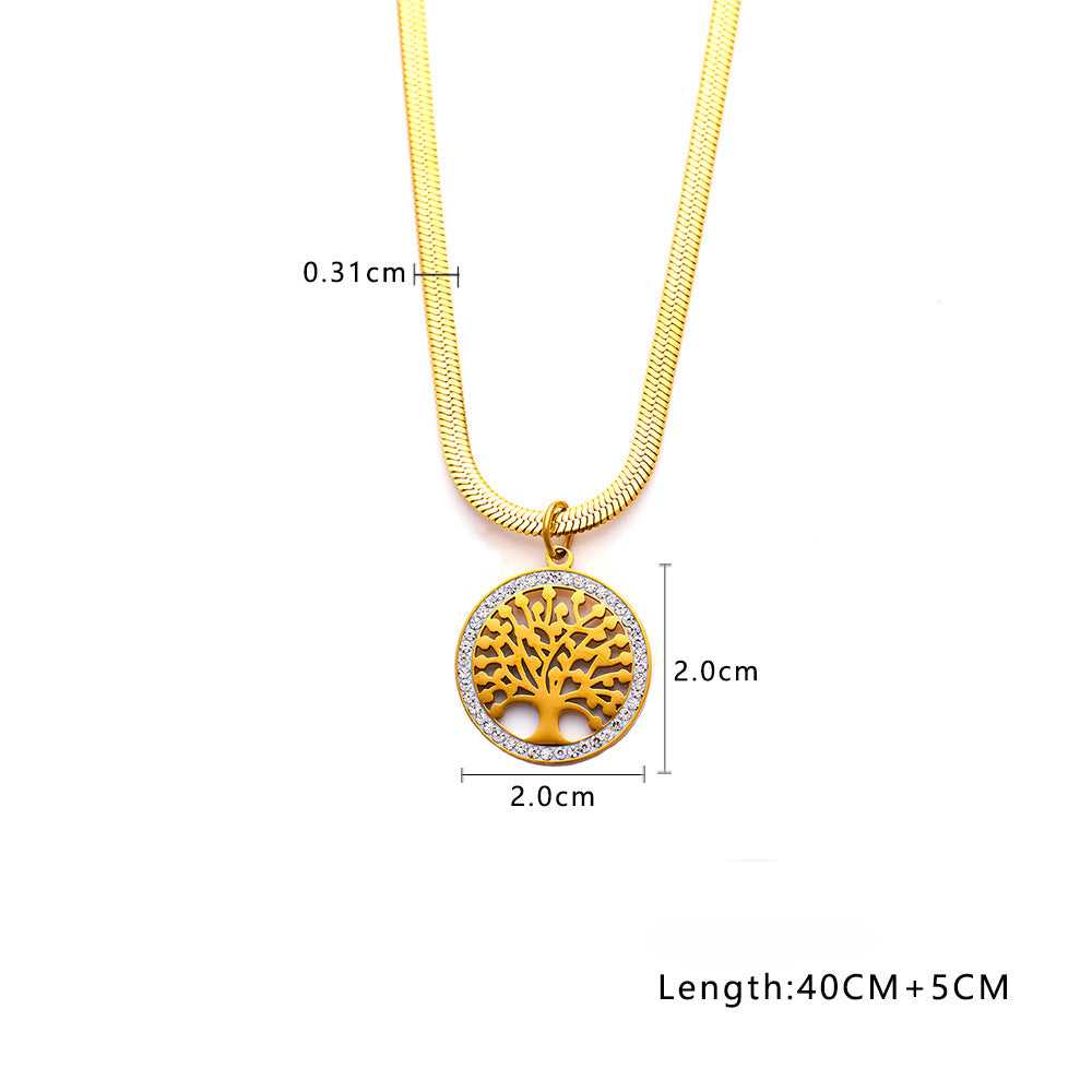 Wholesale Life Tree Heart Shaped Titanium Steel Pendant Necklace ACC-NE-Feif003