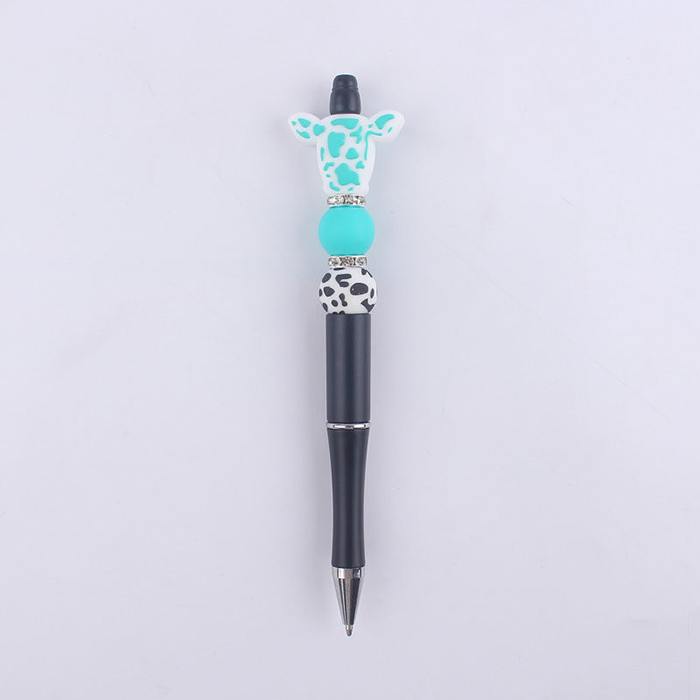 Wholesale Cartoon Focal Beads Cow Head Cow Pattern Silicone Beaded Pen