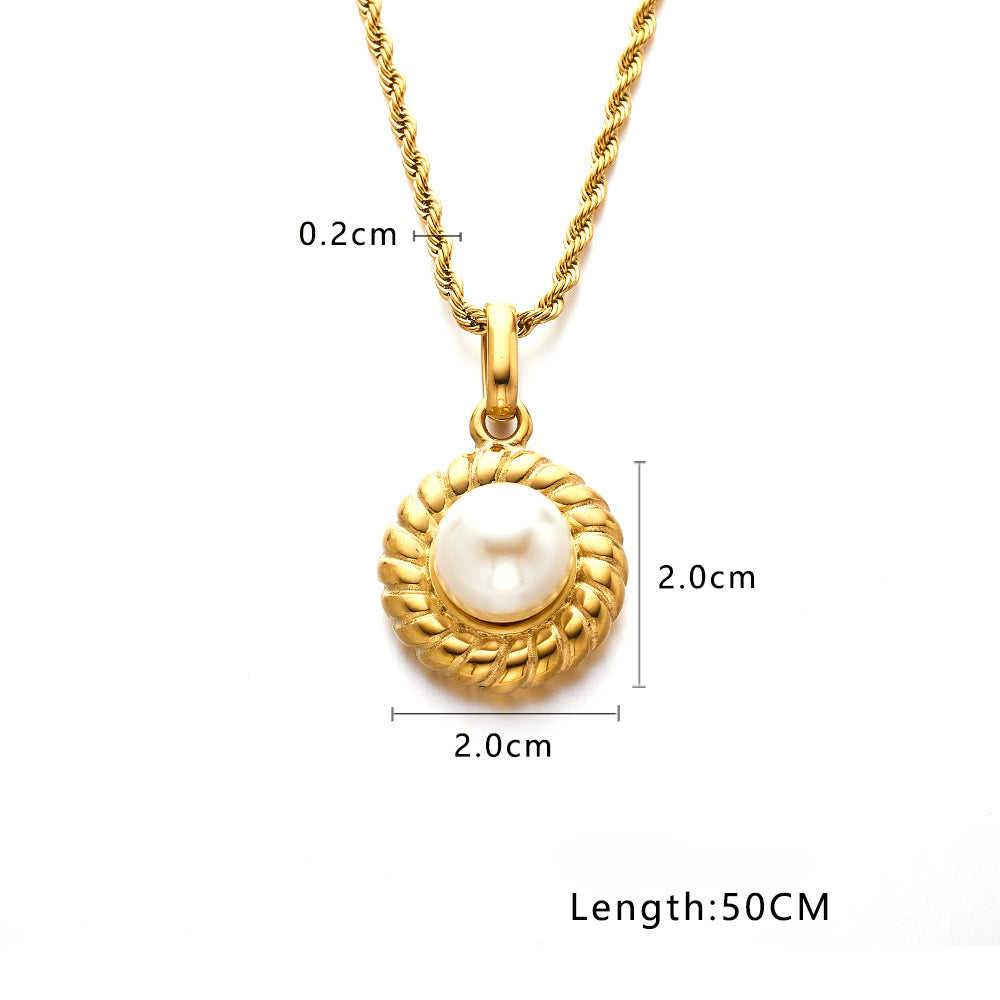 Wholesale Pearl Titanium Steel Necklace ACC-NE-Feif005
