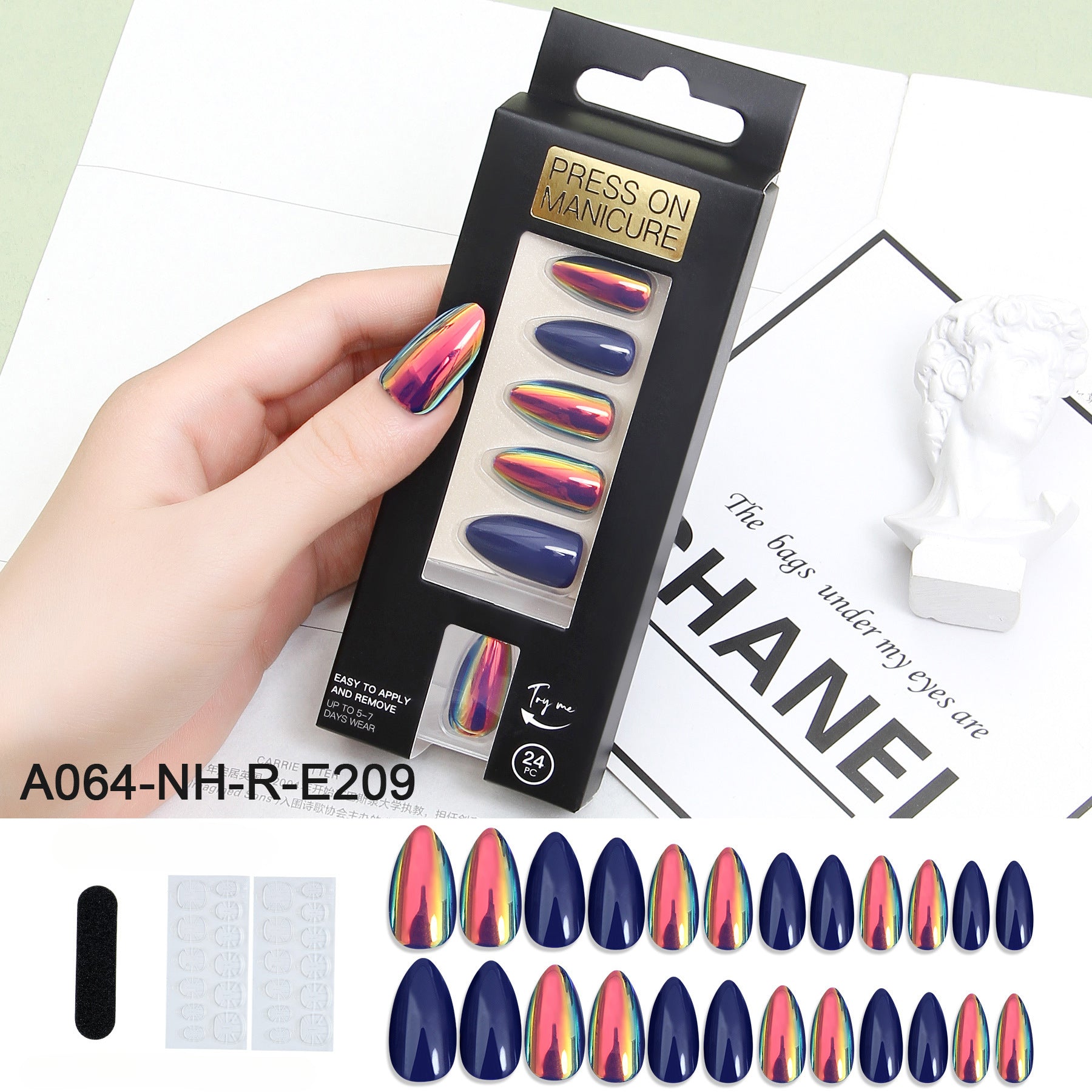 Wholesale Press on Nails Kits 24 Pieces of Scaly Plastic Nail Polish ACC-NS-XKQ001