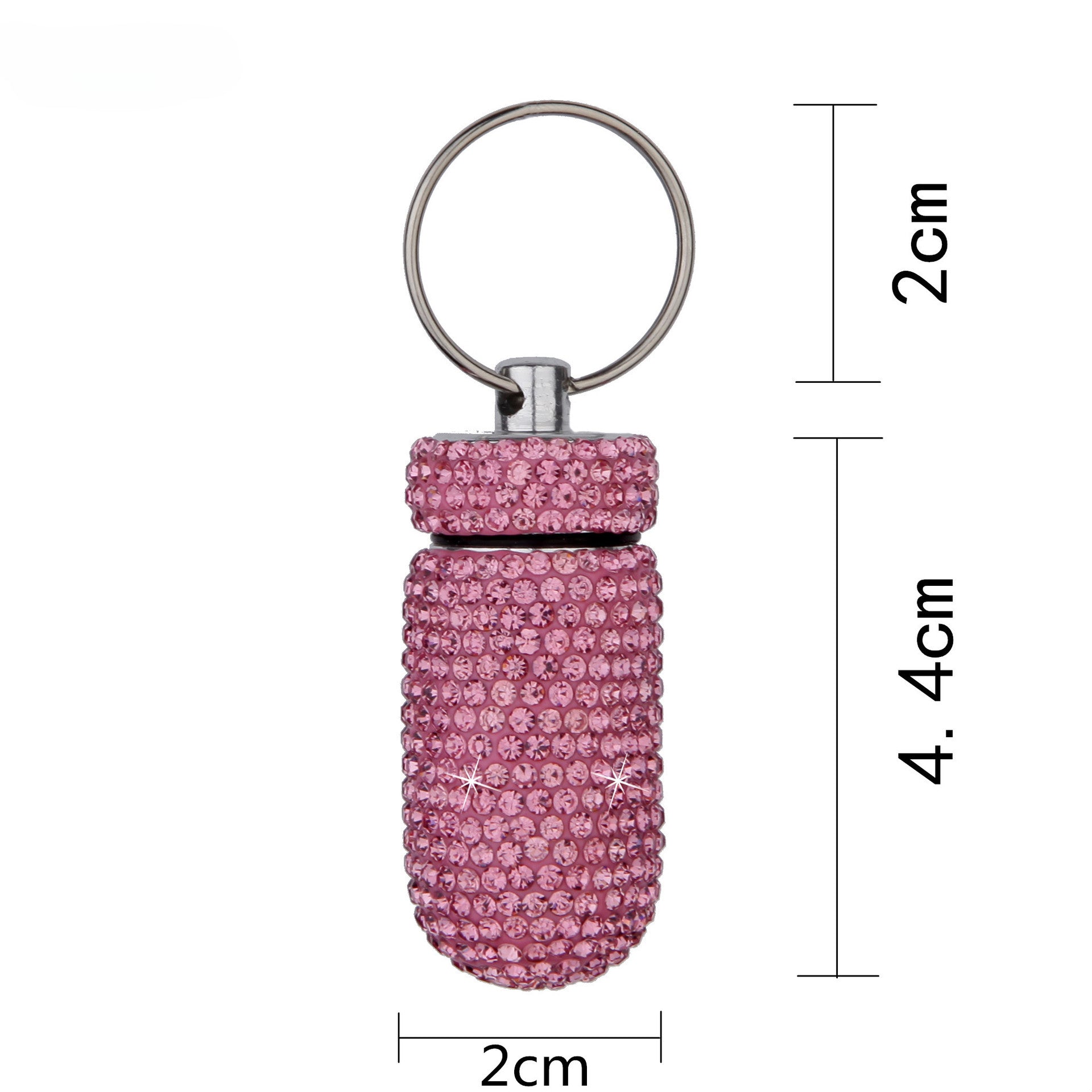 Wholesale Rhinestone Mini Medicine Bottle Portable Aluminum Alloy Medicine Jar Keychain ACC-KC-ZW002