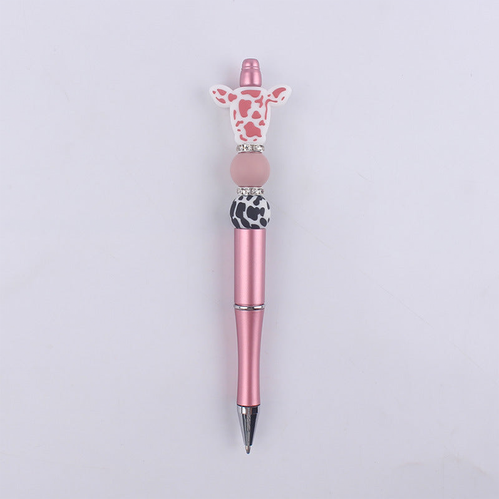 Wholesale Cartoon Focal Beads Cow Head Cow Pattern Silicone Beaded Pen