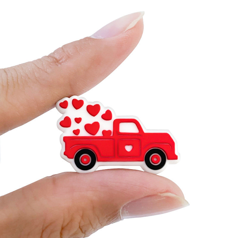 Wholesale 10 PCS Cartoon Valentine's Day Truck Silicone Beads
