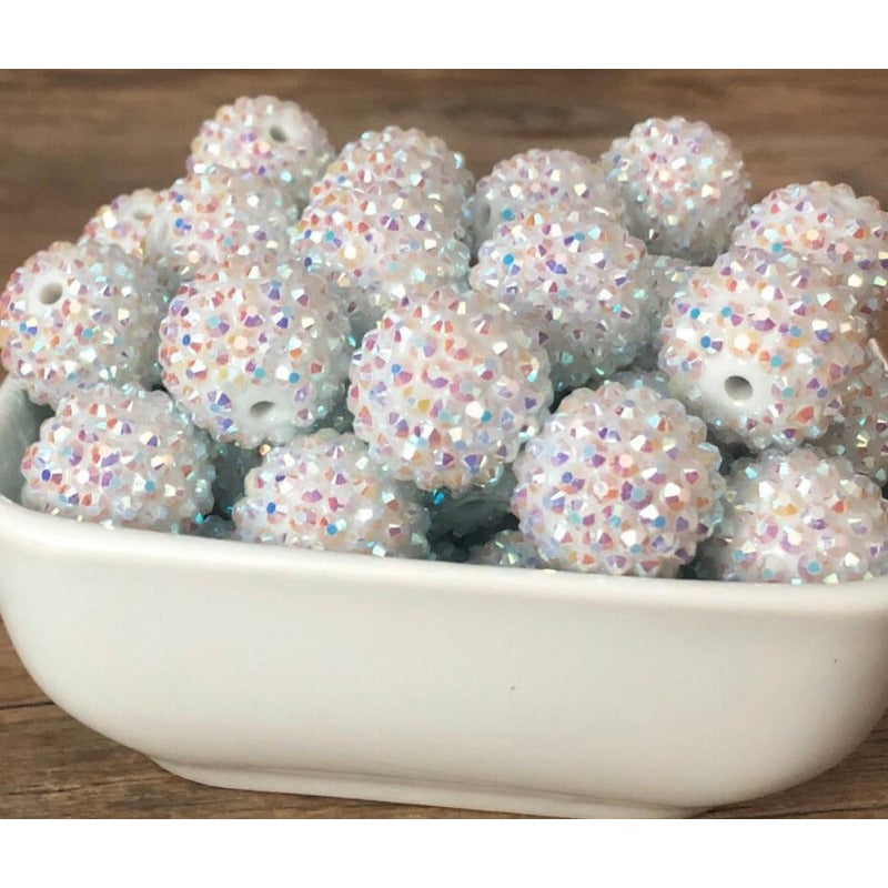 Wholesale 5PCS 20MM Resin Rhinestone Color White Diamond Beads ACC-BDS-NiJia023