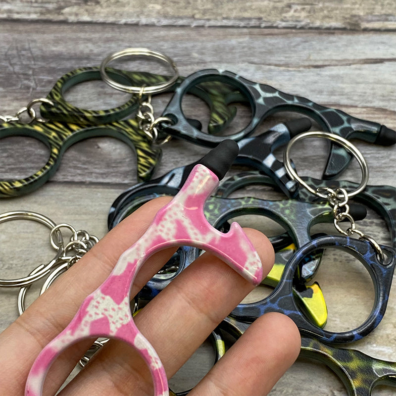 Wholesale Aluminum Alloy Leopard Print Camouflage Touch Screen Function Door Opener Bottle Opener Keychain ACC-KC-ChiP001