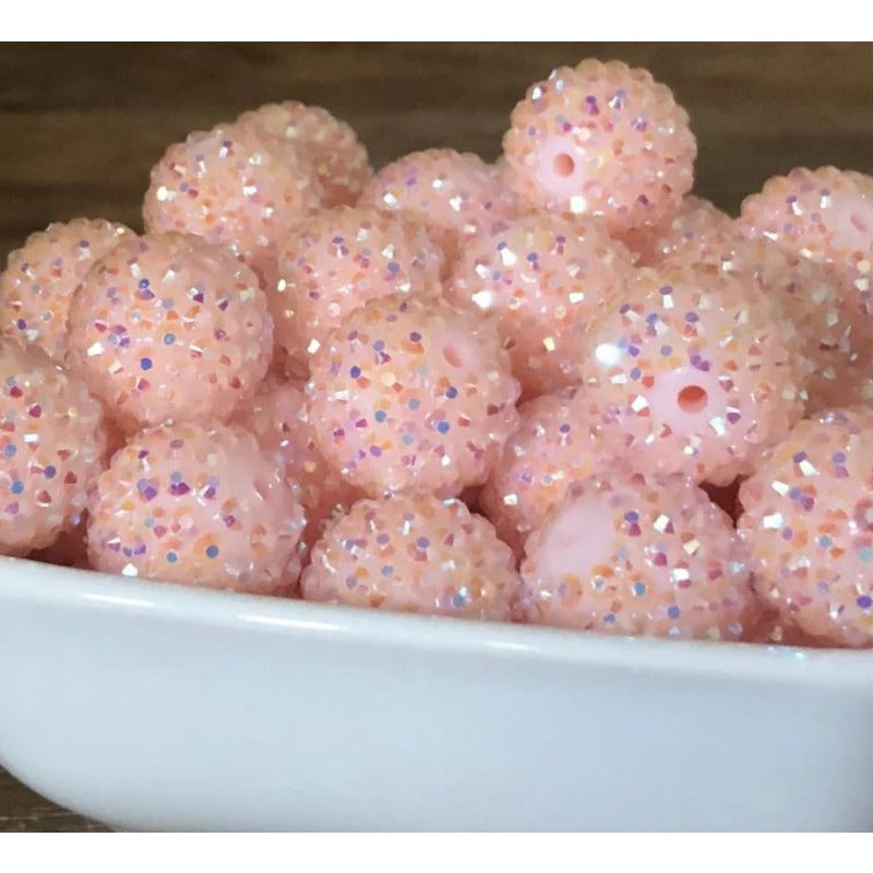 Wholesale 5PCS 20MM Resin Rhinestone Pink Diamond Balls ACC-BDS-NiJia024
