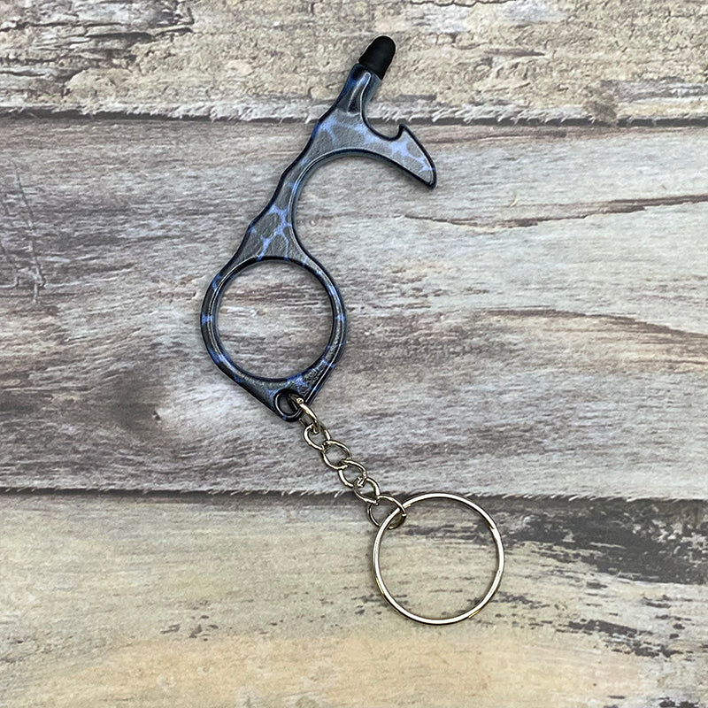 Wholesale Aluminum Alloy Leopard Print Camouflage Touch Screen Function Door Opener Bottle Opener Keychain ACC-KC-ChiP001