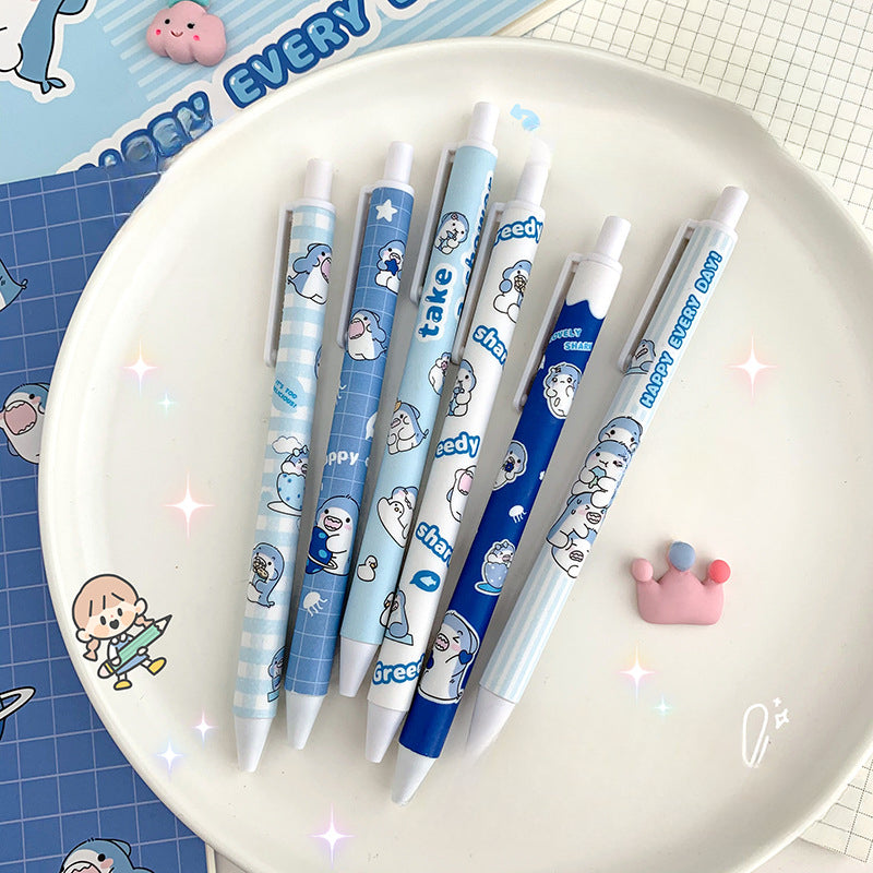 Wholesale shark cute press plastic gel pen ACC-PN-Liuj004
