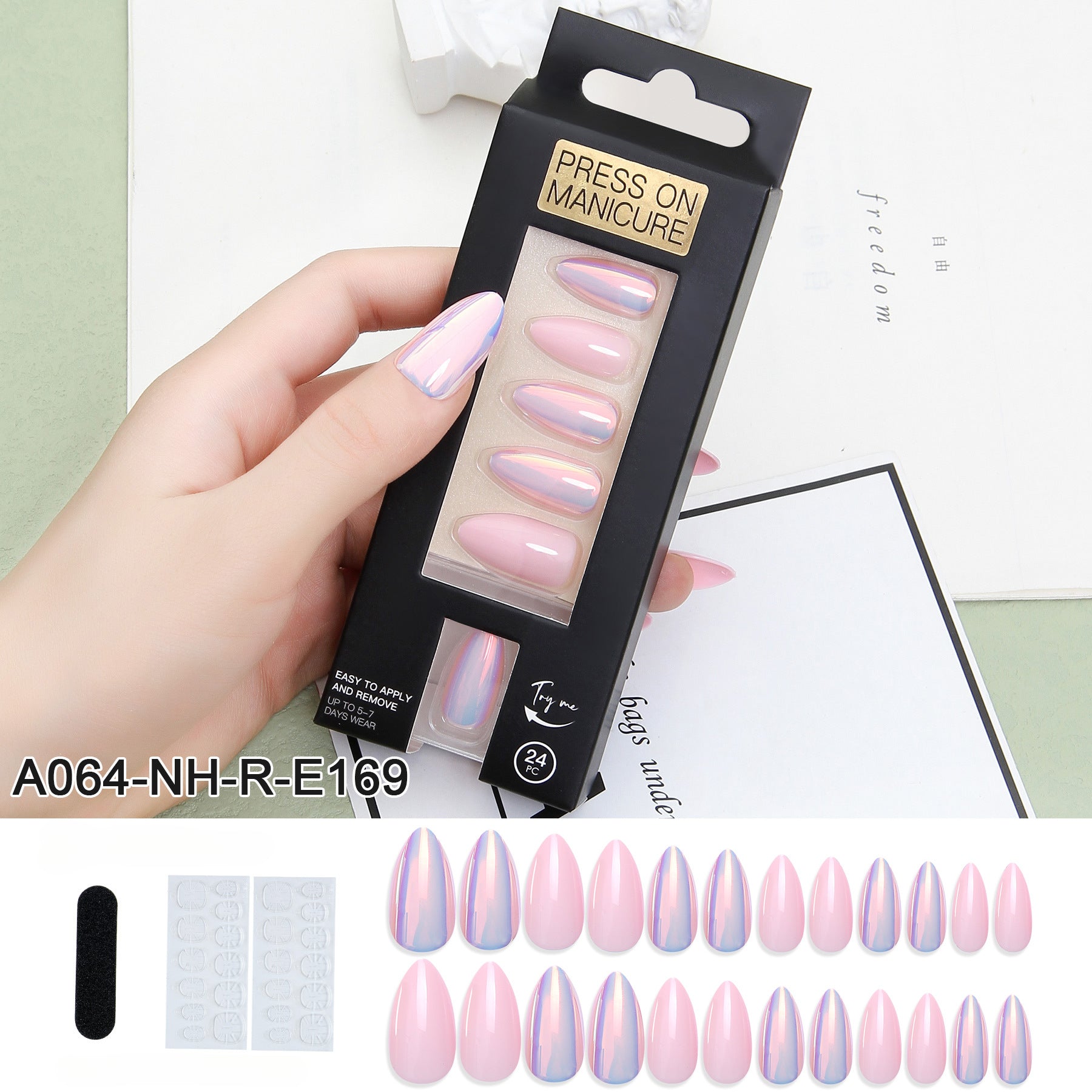 Wholesale Press on Nails Kits 24 Pieces of Scaly Plastic Nail Polish ACC-NS-XKQ001