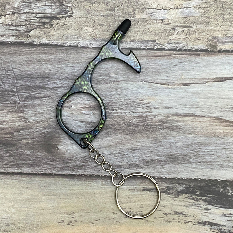 Wholesale Aluminum Alloy Leopard Print Camouflage Touch Screen Function Door Opener Bottle Opener Keychain ACC-KC-ChiP001