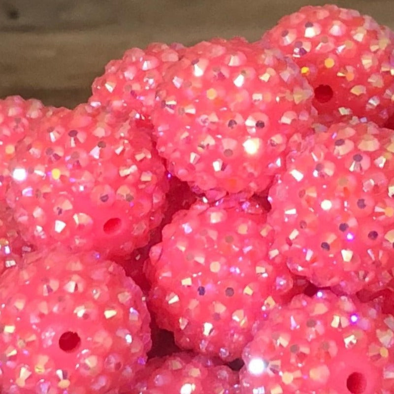 Wholesale 5PCS 20MM Resin Rhinestone Pink Diamond Balls ACC-BDS-NiJia026