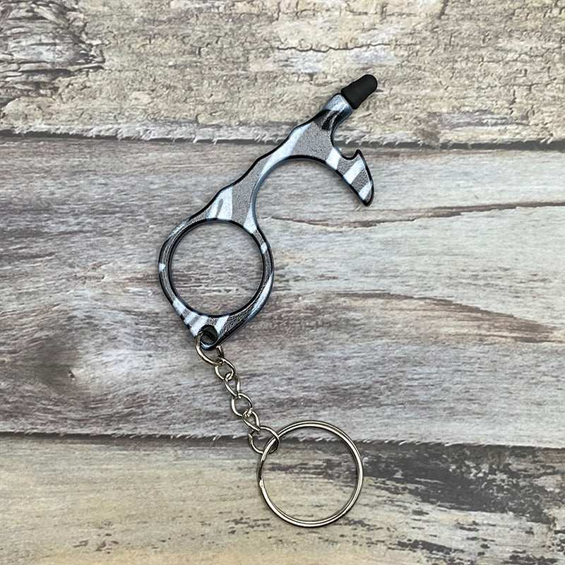 Wholesale Aluminum Alloy Leopard Print Camouflage Touch Screen Function Door Opener Bottle Opener Keychain ACC-KC-ChiP001