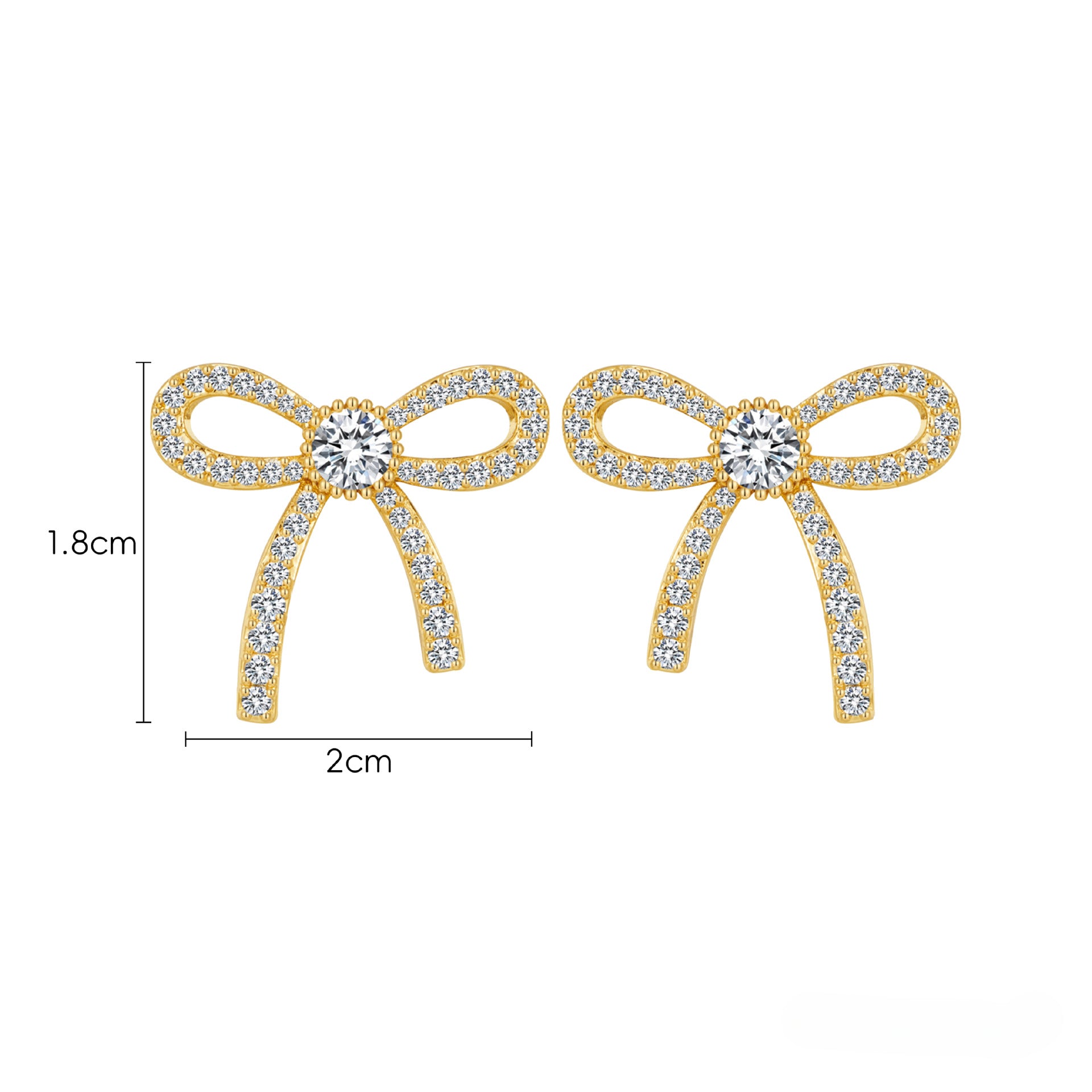Wholesale Bow Copper Plated 18K Gold Zircon High-end Earrings ACC-ES-HuaChuang010