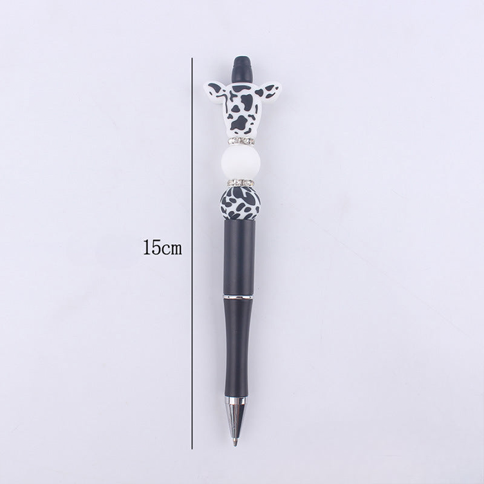 Wholesale Cartoon Focal Beads Cow Head Cow Pattern Silicone Beaded Pen