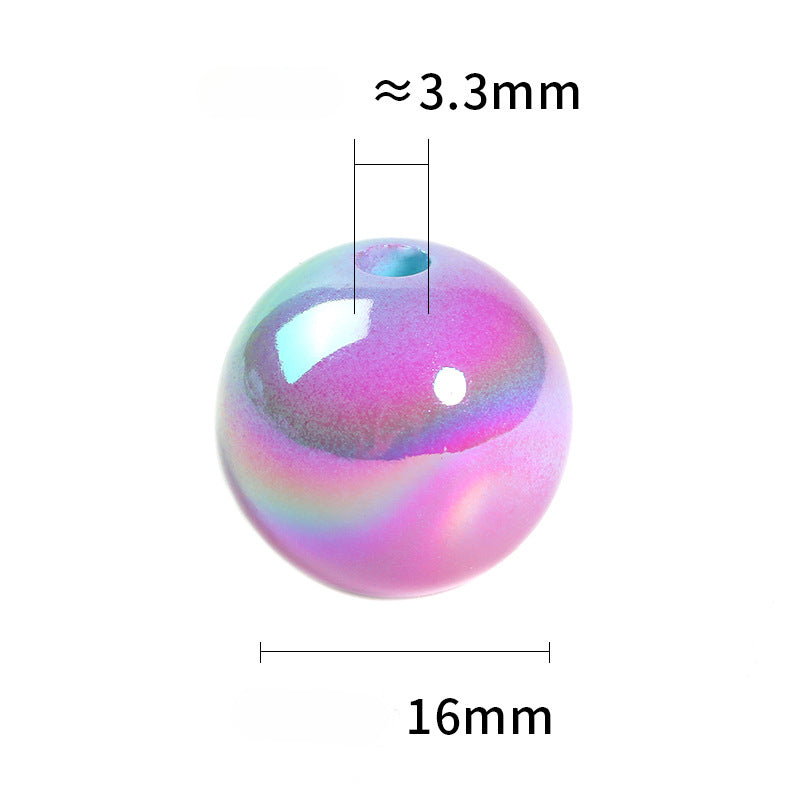 Wholesale Random 50pcs 16mm Acrylic Round Beads UV Plated DIY Beads ACC-BDS-BLG007