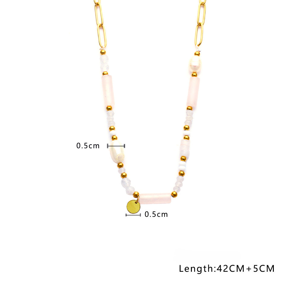 Wholesale Pearl Titanium Steel Necklace ACC-NE-Feif005