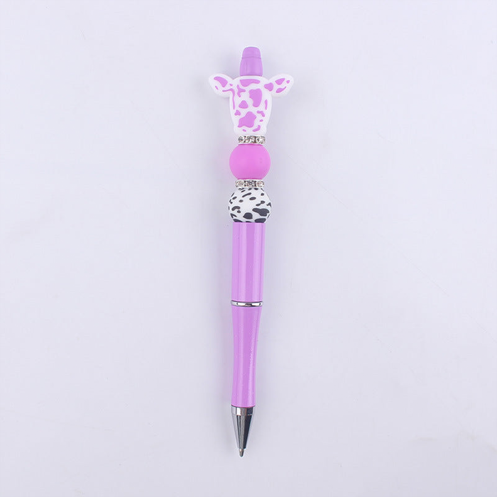 Wholesale Cartoon Focal Beads Cow Head Cow Pattern Silicone Beaded Pen