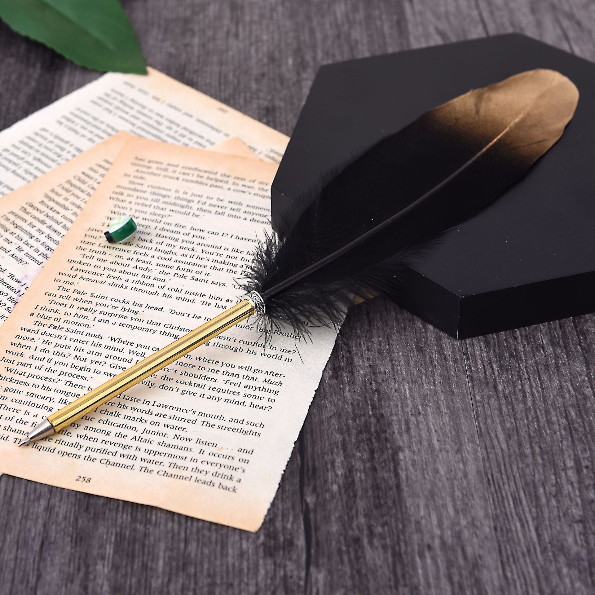 Wholesale Gold Spray Metal Feather Ballpoint Pen