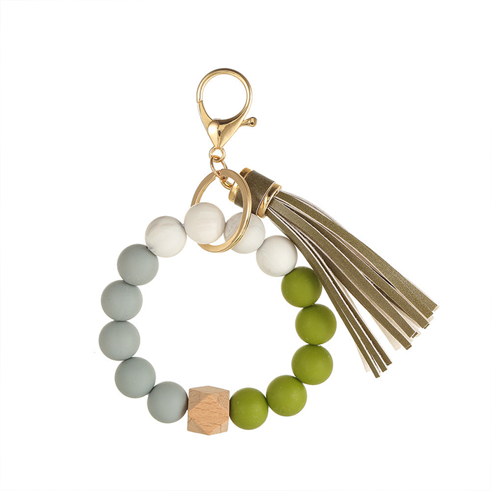 Bracelet de couleur dégradé en gros, porte-clés en Silicone, porte-clés