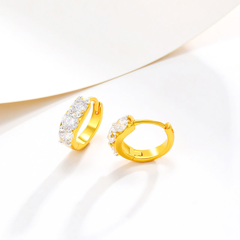 Wholesale Zircon Hoop Alloy Earrings