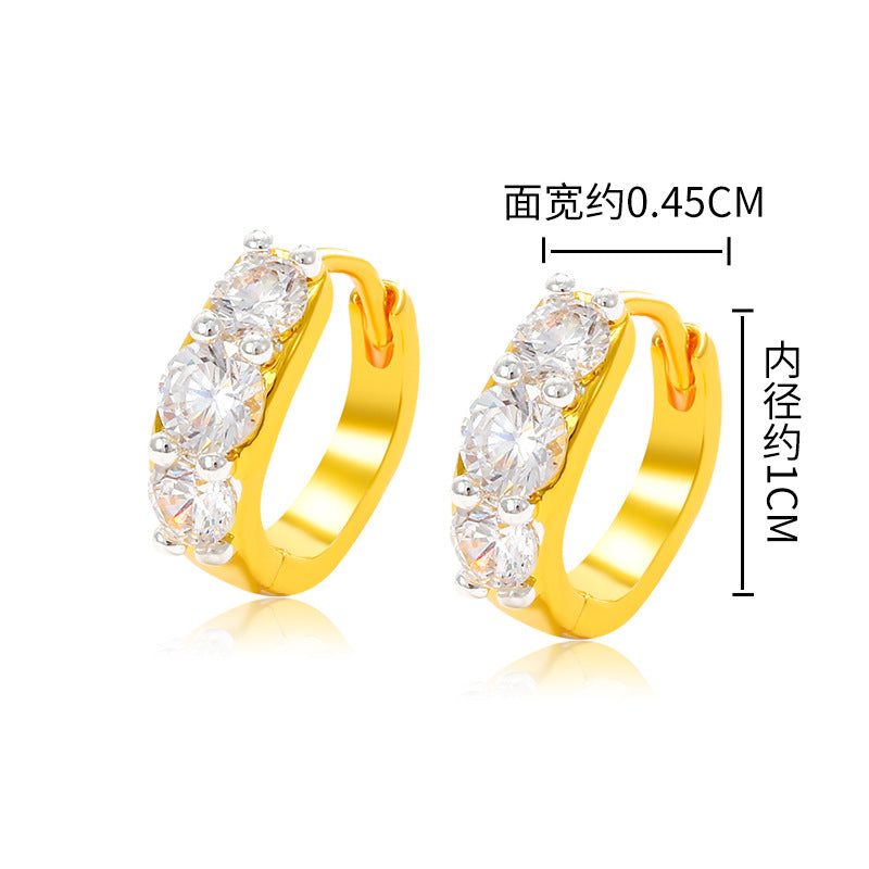 Wholesale Zircon Hoop Alloy Earrings
