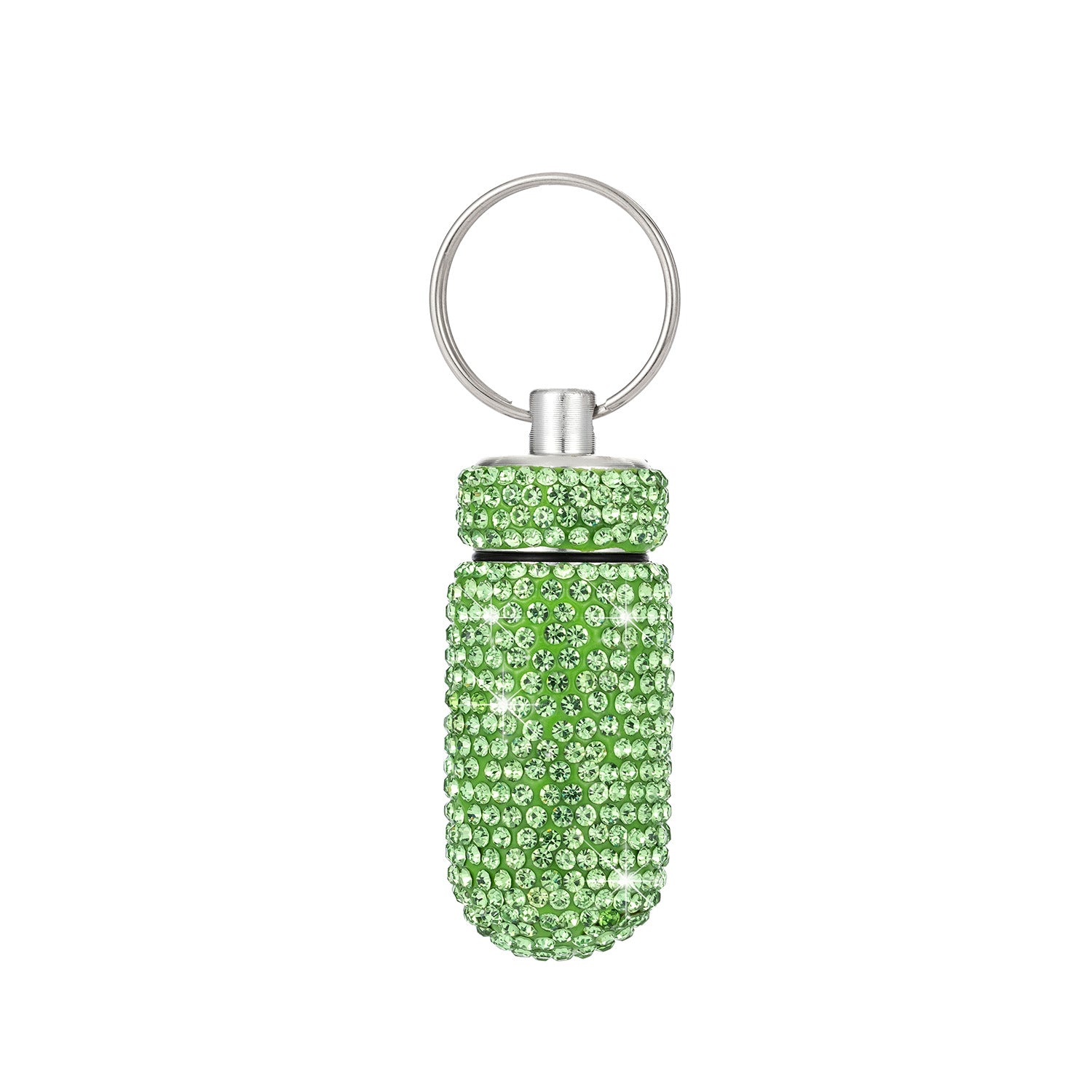 Wholesale Rhinestone Mini Medicine Bottle Portable Aluminum Alloy Medicine Jar Keychain ACC-KC-ZW002
